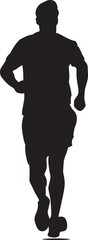 Man running front view silhouette black vector 