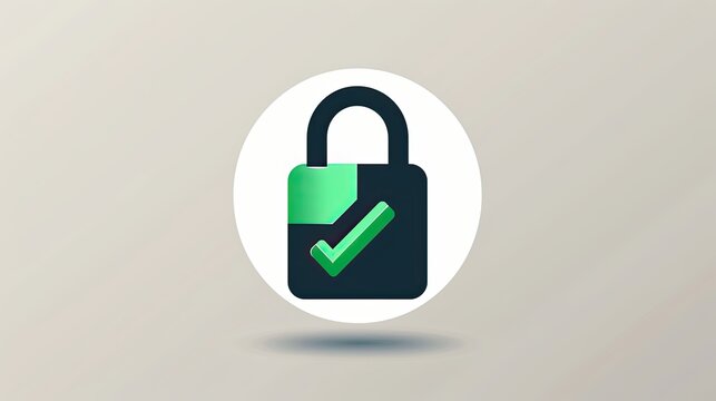 Secure Digital Privacy: Padlock with Green Checkmark Illustration