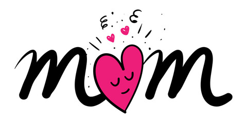 Vector illustration of Hand written Mom calligraphy on transparent background