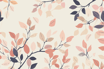 Elegant leaf pattern with delicate hues and organic shapes