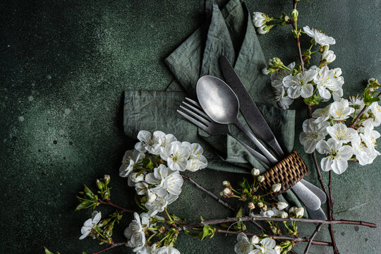 Elegant cherry blossom inspired table setting
