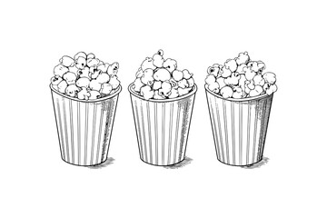 Vintage Sketch Popcorn Containers Hand drawn style. Vector illustration design
