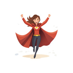 Joyful Superhero Woman Celebrating Victory. Vector illustration design.
