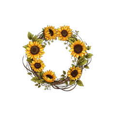 Sunflower Wreath. Vector illustration design.