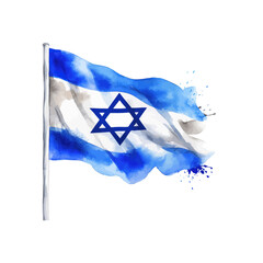 Israeli Flag Watercolor Painting with Dynamic Splashes. Vector illustration design.