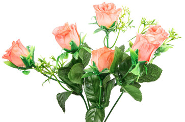 Artificial flowers on transparent background.