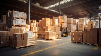 Distribution Depot: Assorted Packages in Sleek Industrial Setting