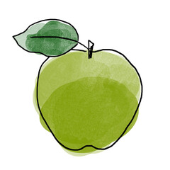 Green apple illustration halftone style