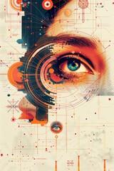 Craft a visually captivating Market risk modeling system illustration, incorporating intricate details and sophisticated data visualization elements to convey complexity and insight Traditional Art Me