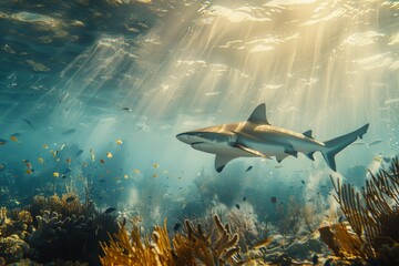 Fototapeta premium Stunning Bull Shark Photography in Tropical Waters