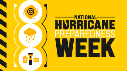 May is National Hurricane Preparedness Week background template. Holiday concept. use to background, banner, placard, card, and poster design template with text inscription and standard color. vector 