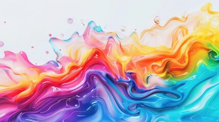 Fototapeta na wymiar A close up of a colorful liquid substance. Generative AI. Rainbow wave on white background,Abstract colorful background like rainbow colored water surface. Multicolored backdrop