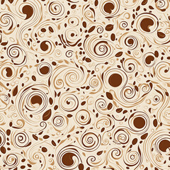 Milk & coffee swirls pattern. Abstract flat background
