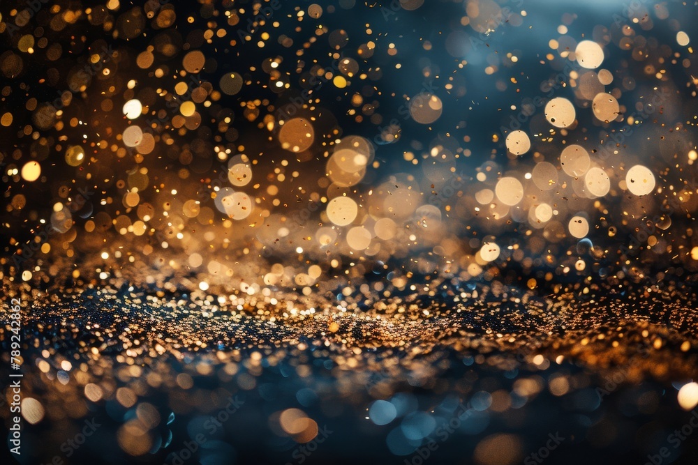 Aufkleber stunning image capturing the dance of vibrant golden particles and soft bokeh that create a sense of