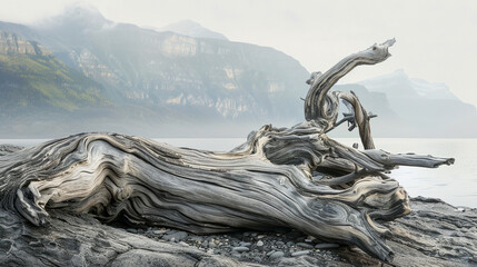 Driftwood cut out beach cliff background - obrazy, fototapety, plakaty