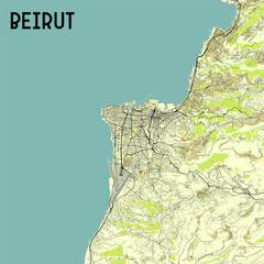 Obraz premium Beirut Lebanon map poster art
