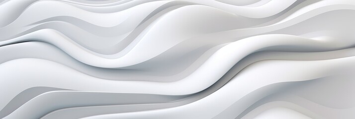 White 3D Wave Pattern. Abstract White Flowing Curves Background. Generative AI
