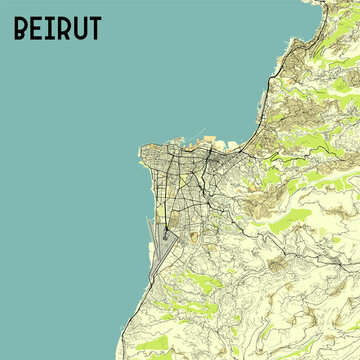 Beirut Lebanon map poster art