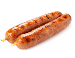 Gegrillte Rostbratwurst isoliert auf wei&szlig;en Hintergrund, Freisteller