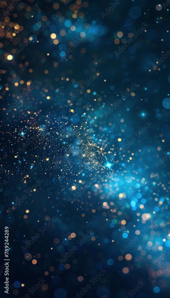 Poster abstract blue light bokeh background with defocused blurred style for visual allure