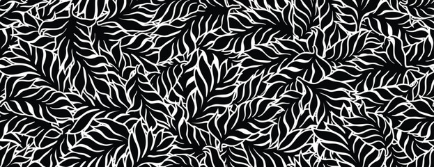 Palm leaves seamless pattern. Matisse style patternl.