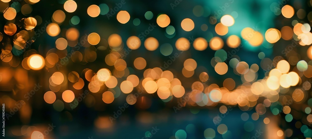 Poster abstract green light bokeh background with blurred defocused effect for artistic design