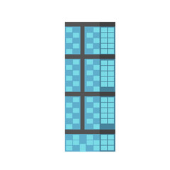 Exterior of modern city buildings. Skyscrapers urban structure with house facade. Residential and business office houses. Modern flat isolated on white background. Metropolis. Vector illustration.