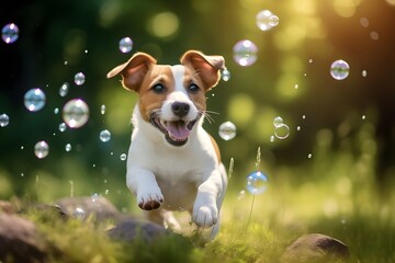 jack russell terrier playing with ball