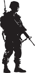 Soldier silhouette black on white background, 