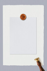 Wax seal stamp on a card mockup design element