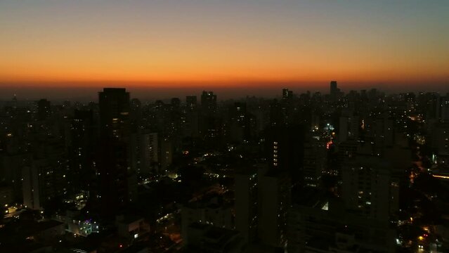 Aerial view of S&atilde;o Paulo city lights,  drone shot, This image is perfect for projects related to events, travel, journalism, real estate