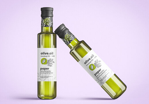 Green Olive Oil Bottles Mockup