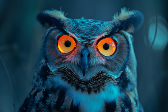 A photograph of an owl equipped with night vision goggles, enhancing its natural abilities with adva