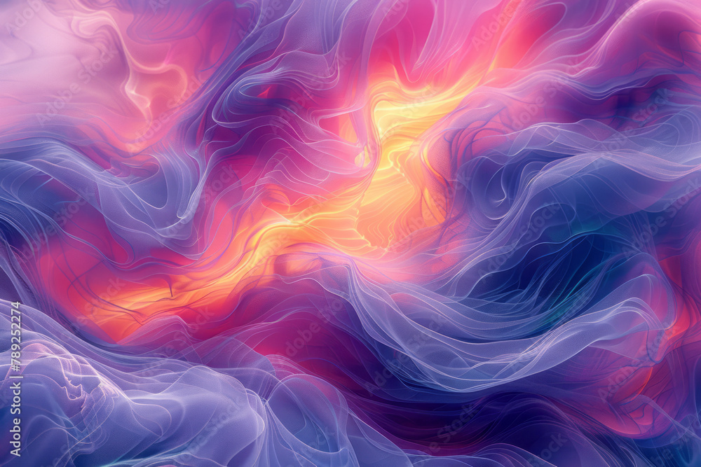 Aufkleber A scene capturing a computer-generated animation where swirling colors and shapes simulate the dynam