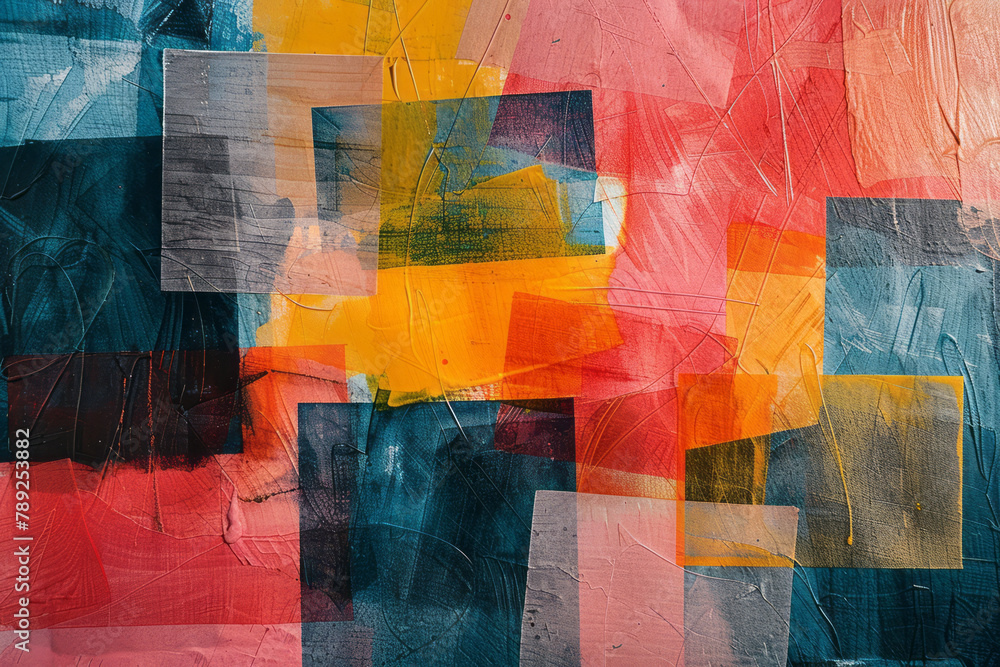 Aufkleber collage project, where bright construction paper and crayon scribbles combin