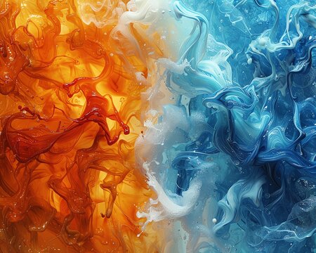 A dance of flames and ice, depicting the hot and cold phases of the stock market