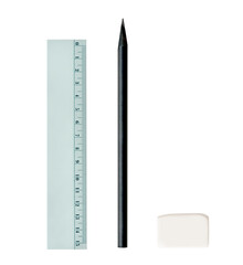 Ruler with a black pencil and a white eraser transparent png