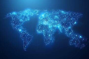 Graphic image of the Earth with digital connections in blue, symbolizing advanced global technology networks
