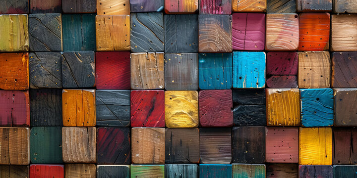 Colorful wooden blocks , multicolor wood blocks, copy space, banner
