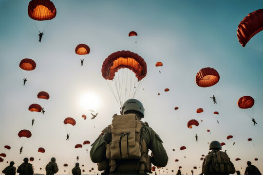 infantry airborne paratroopers task force marksman uniform paratrooper private nato subdivision firearm operator war infantryman troop army tactical tactic armed recruit background regiment