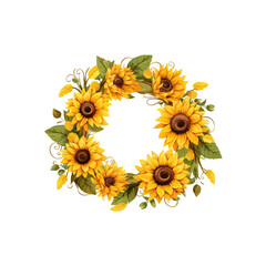 Circular Sunflower Garland. Vector illustration design.