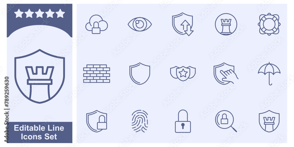 Poster security protection icon set elements symbol template for graphic and web design collection logo vec