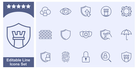 Security Protection icon set elements symbol template for graphic and web design collection logo vector illustration
