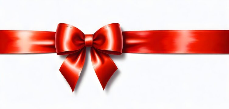 Red satin bow on a white background