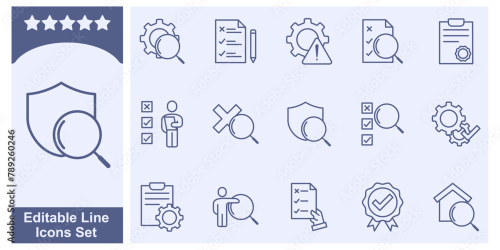 Poster inspection icon set elements symbol template for graphic and web design collection logo vector illus