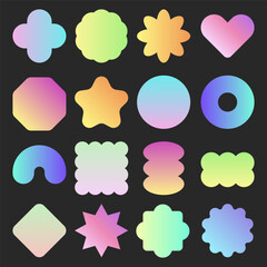 Colorful Gradient Geometric Sticker Label with Fun Cute Abstract Style