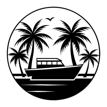 recommend clip art: vacation summer beach vintage vector line art illustration. isolated vector.