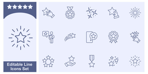 Stars icon set. Starry night, falling star, firework symbol template for graphic and web design collection logo vector illustration