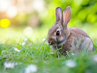 Young Rabbit Enjoying Greens
