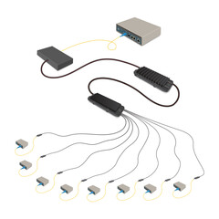 PON network diagram. Passive Optical Network Equipment (PON). Optical Network Terminal (ONT). Optical Network Unit (ONU).